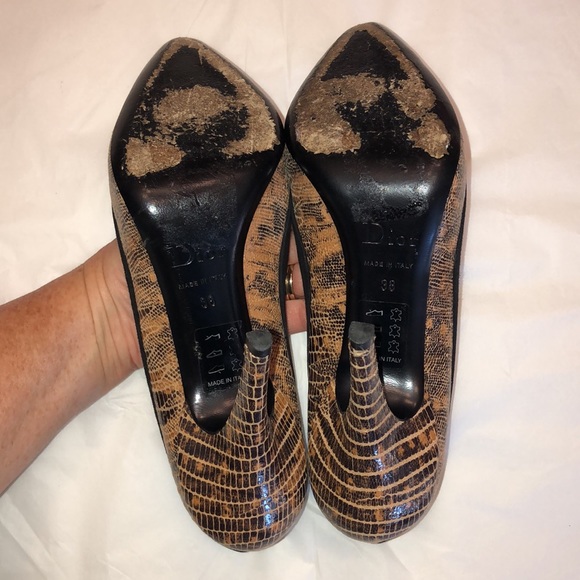 Christian Dior Animal Print Stiletto Heels with Suede Trim, Size 38/8. - Picture 11 of 16